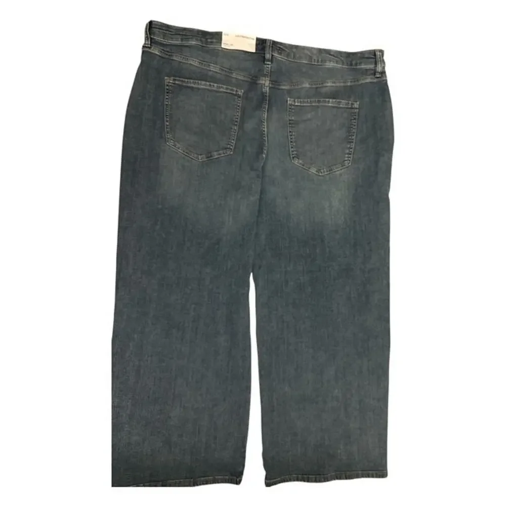 Liz Claiborne 22W Jeans Parkside Wash Blue Baggie Wide Leg High Rise 30 Inseam